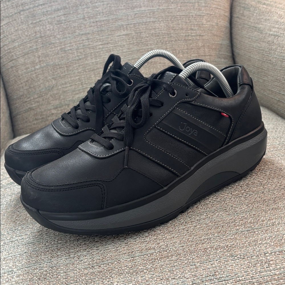 Joya‎ ID Casual Leather Back Friendly Trainers Shoes Sneakers Black Mens 9.5